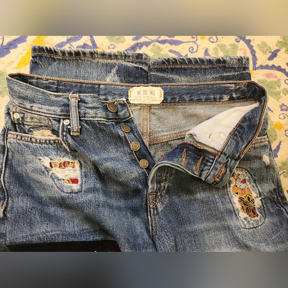 Free People Embellished Patchwork Luxe Boyfriend Jeans Size 25 - Picture 7 of 14